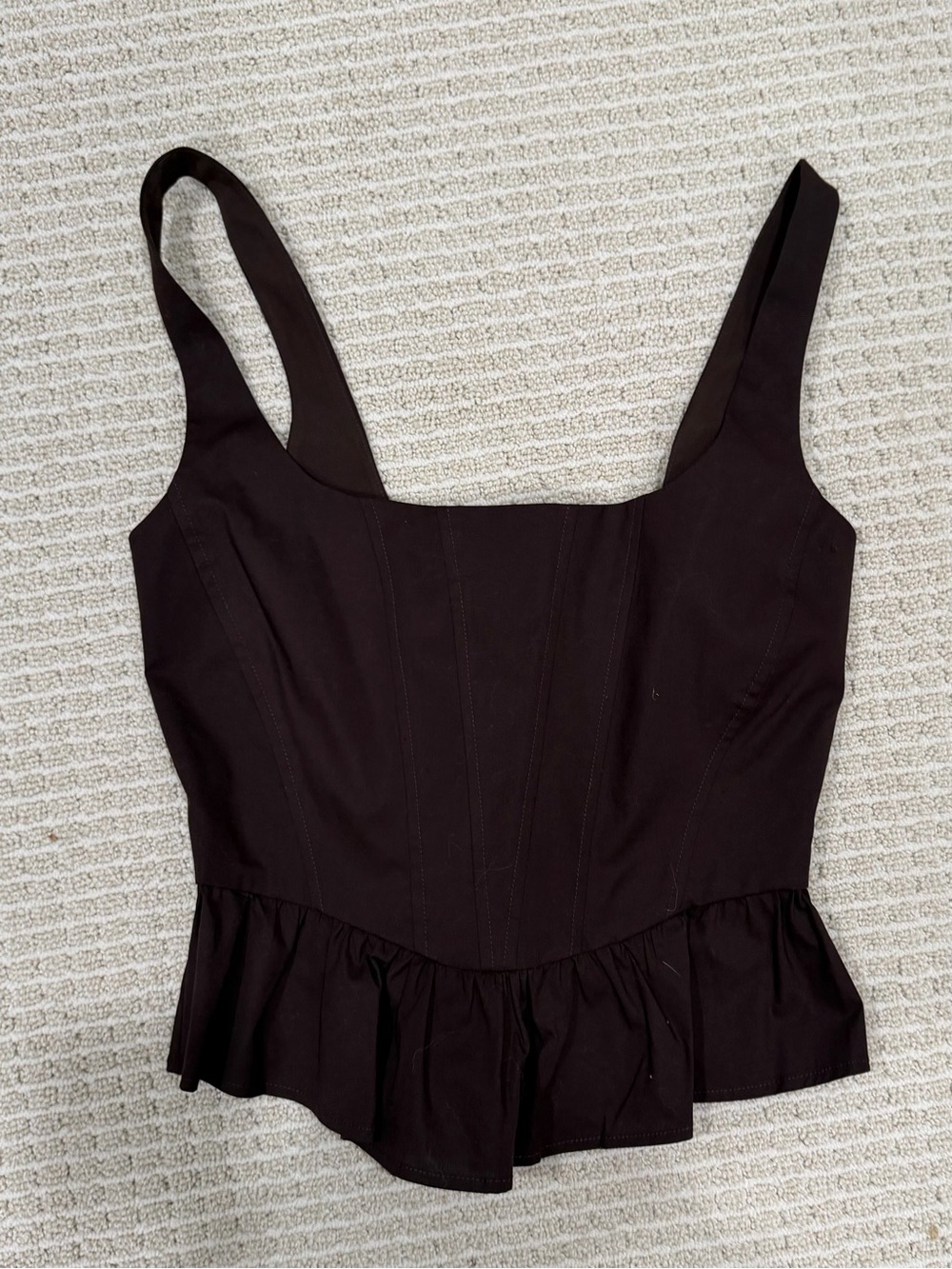 Wayf Black Peplum Square-Neck Camisole